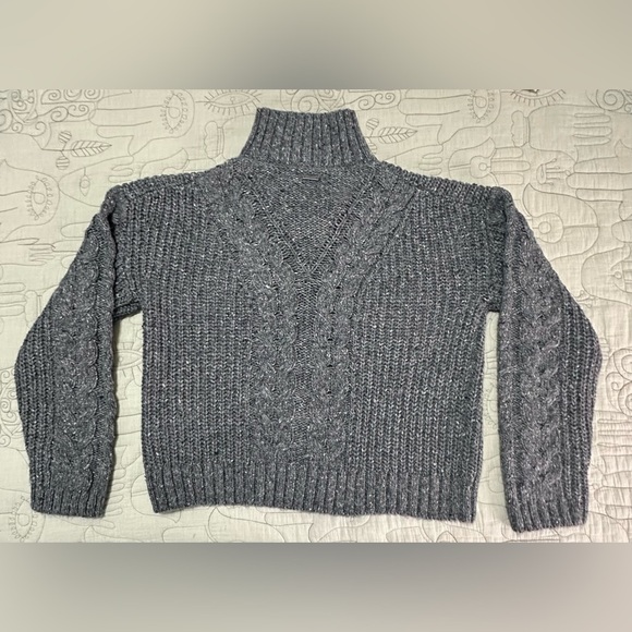 NWT Prana Laurel Creek Sweater Size S Charcoal Cable Knit Poly Silk Wool Blend - Picture 7 of 11